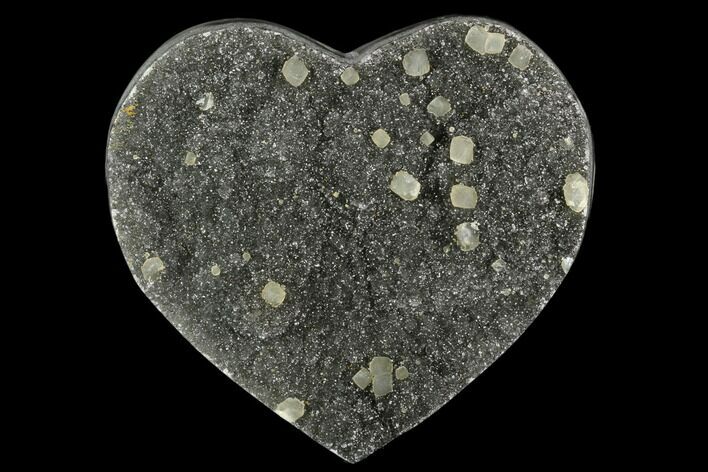 Silvery Druzy Quartz Heart - Uruguay #121402